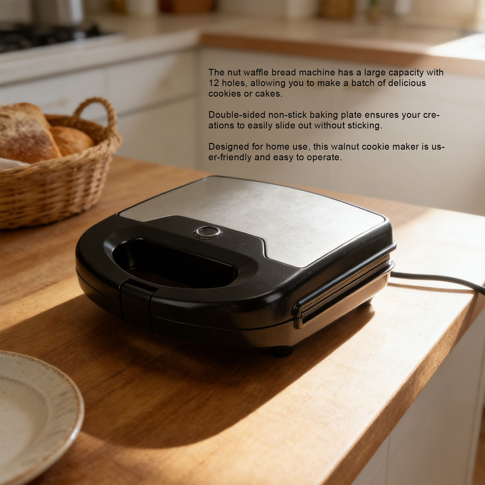 Waffle Cone Maker - 12 Walnut Cookie Maker Non Stick