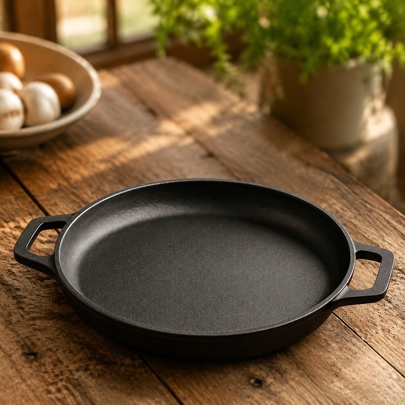 Egg Waffle Pan - Heavy-Duty Cast Iron Fry Pan with