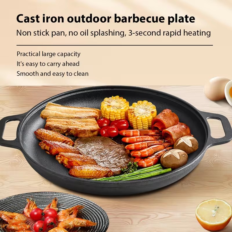 Heavy-Duty Cast Iron Fry Pan w - Egg Waffle Pan ulasan dan harga