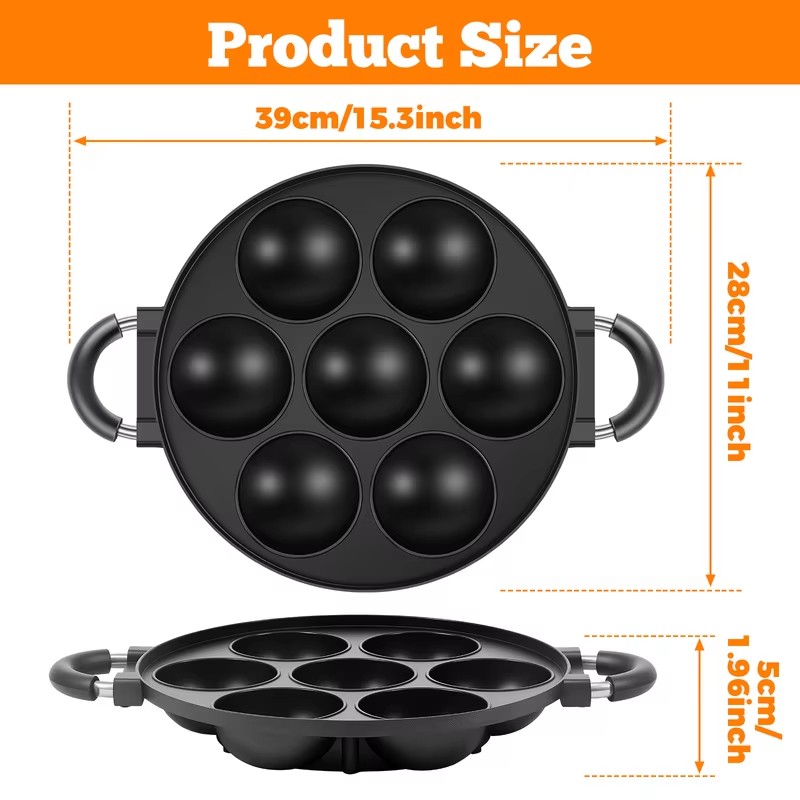 7-Cavity Aluminum Mold for Pan - Egg Waffle Pan ulasan dan harga