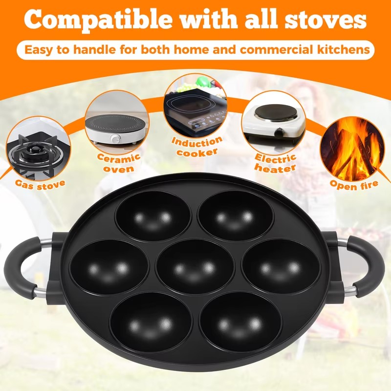 7-Cavity Aluminum Mold for Pan - Egg Waffle Pan ulasan dan harga